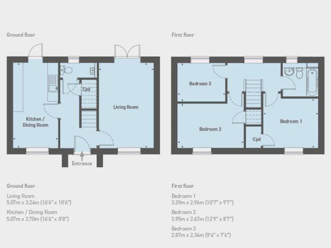 Floor plan, 3 bedroom house  - artist's impression subject to change